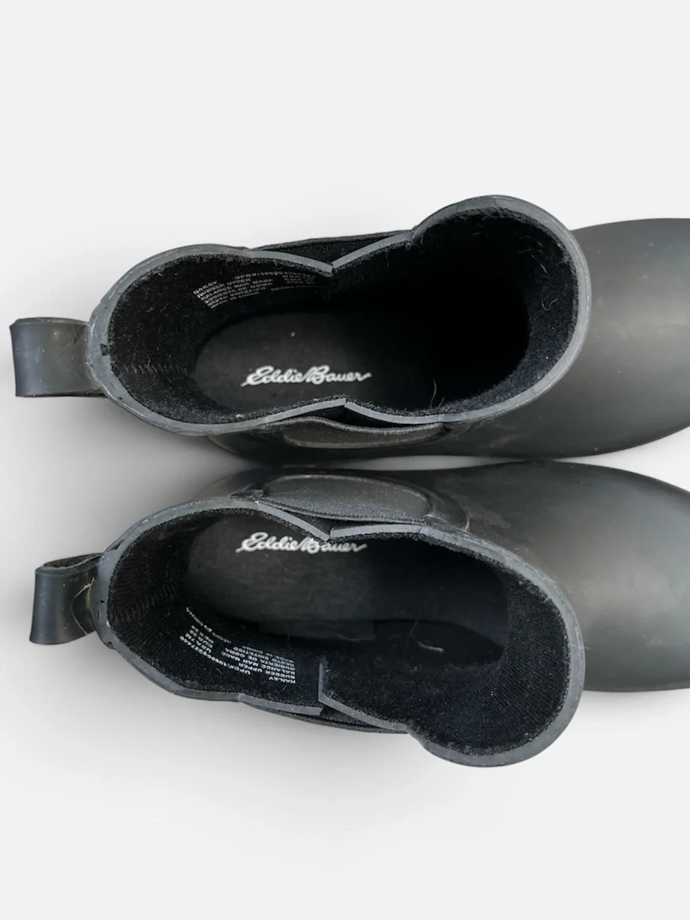 Eddie Bauer Hailey Black Rubber Chelsea Rain Boots Women's Size 7 Like New